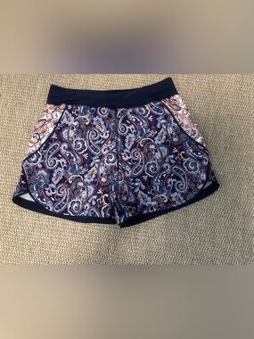 Lands' End Navy Paisley Women’s Athletic/Swim  Shorts